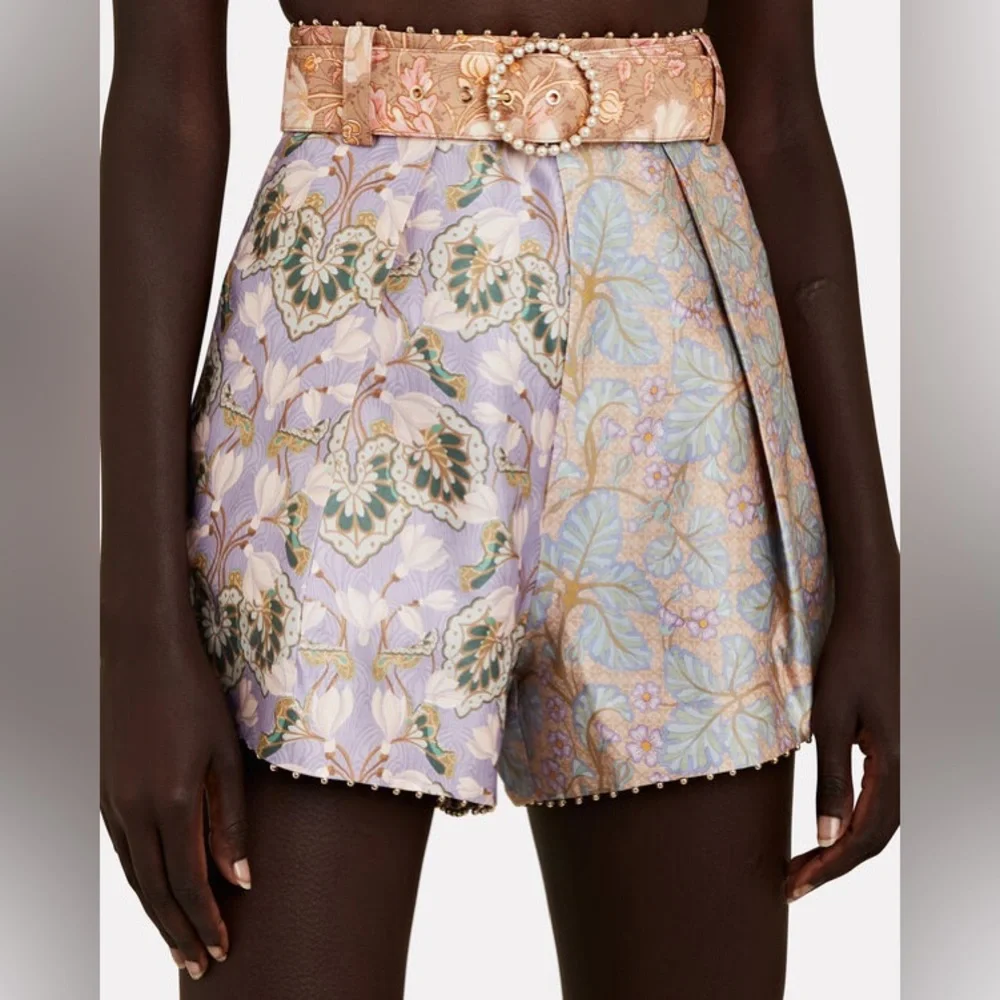 Zimmermann Kaleidoscope Belted Embellished Linen Silk Shorts NWOT - Picture 3 of 6